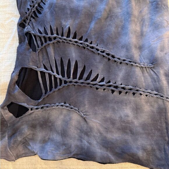 Cecilia De Buccourt Distressed Racer Back Grey Tie Dye Tank Top. Cotton. - Picture 3 of 7